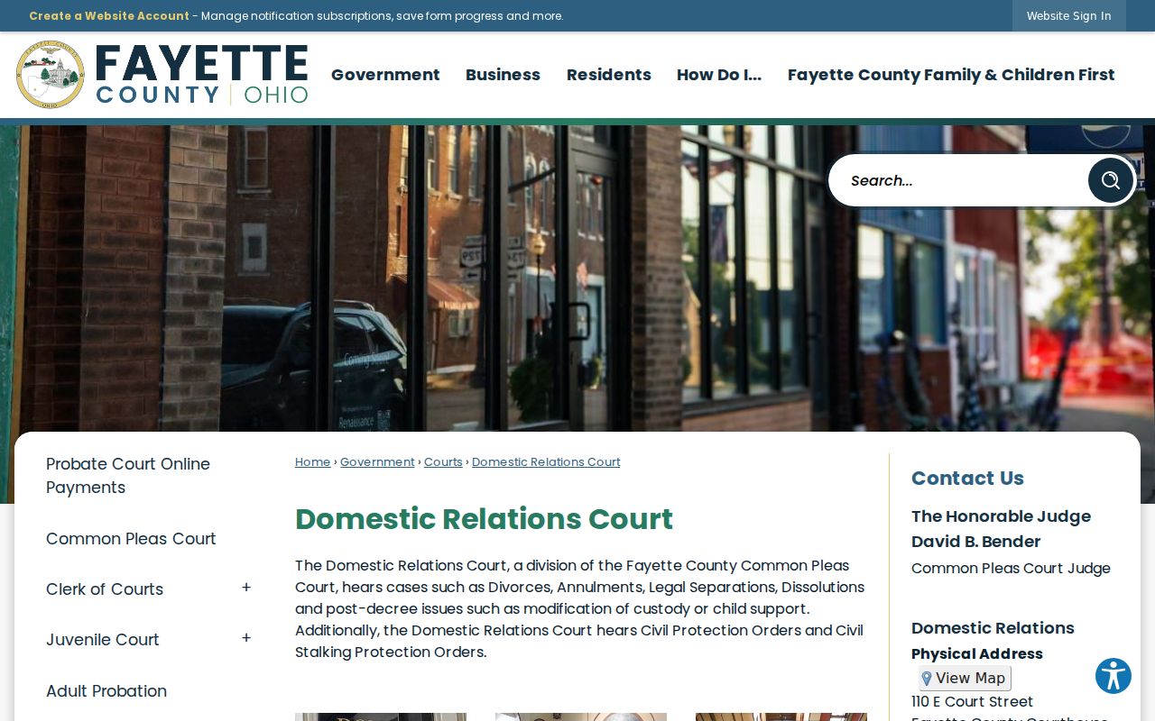 Fayette County court dates Domestic Relations Court access page