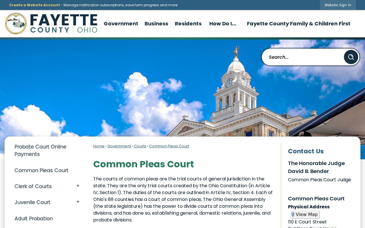Fayette County criminal docket Common Pleas Court reference