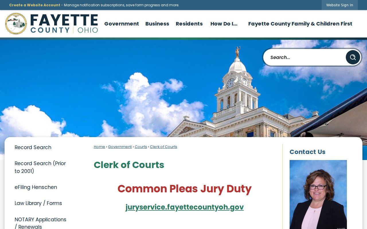 Fayette County court docket Clerk of Courts records contact