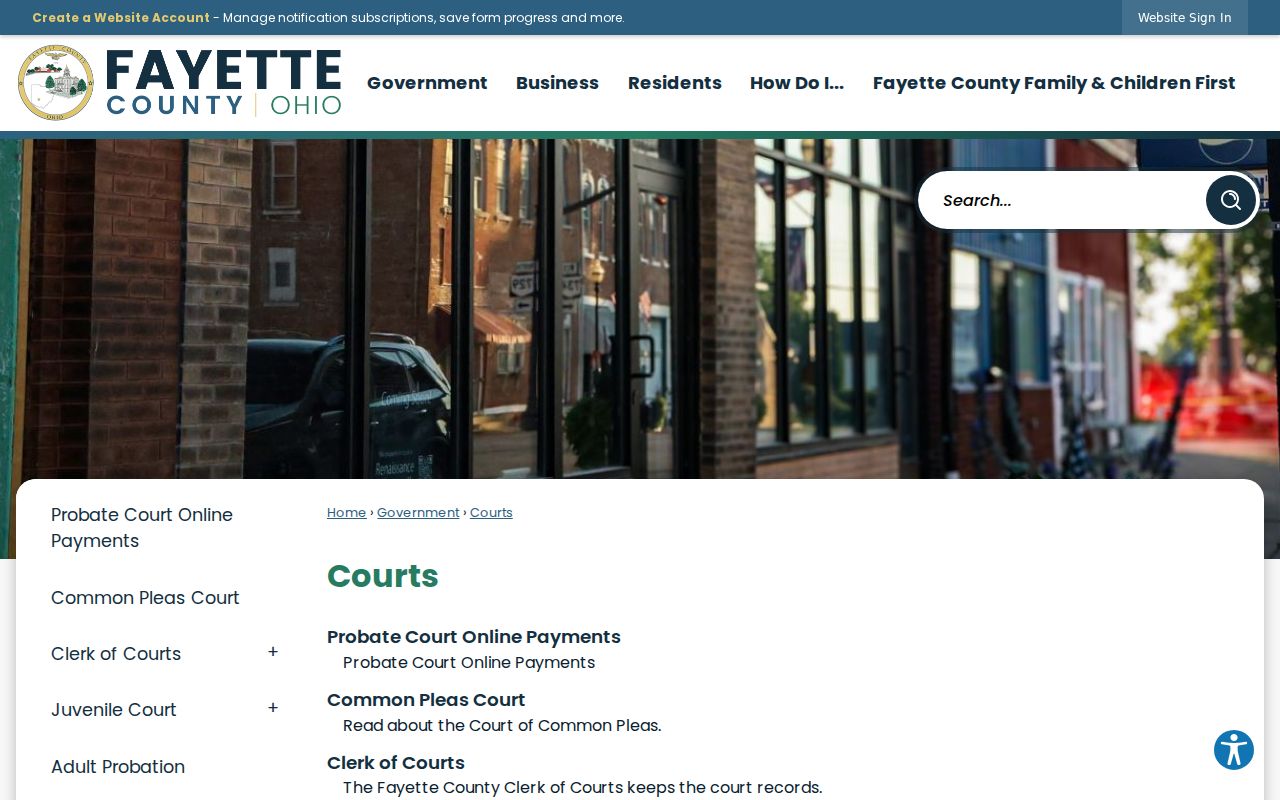 Fayette County court docket courts directory and division routes