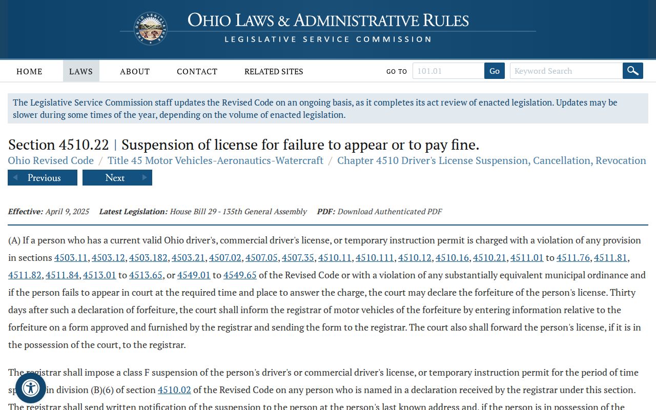 Fayette County traffic court record noncompliance statute