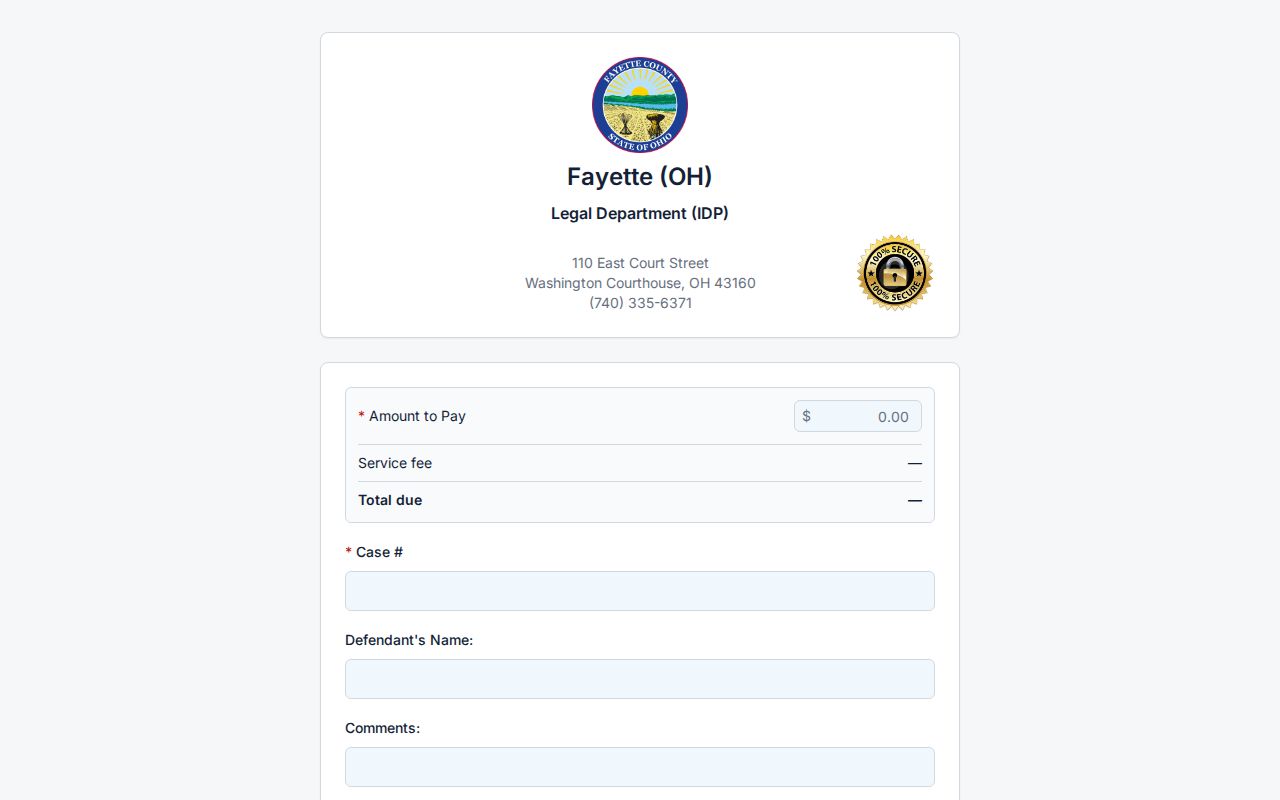 Washington Court House court docket Clerk payment channel reference